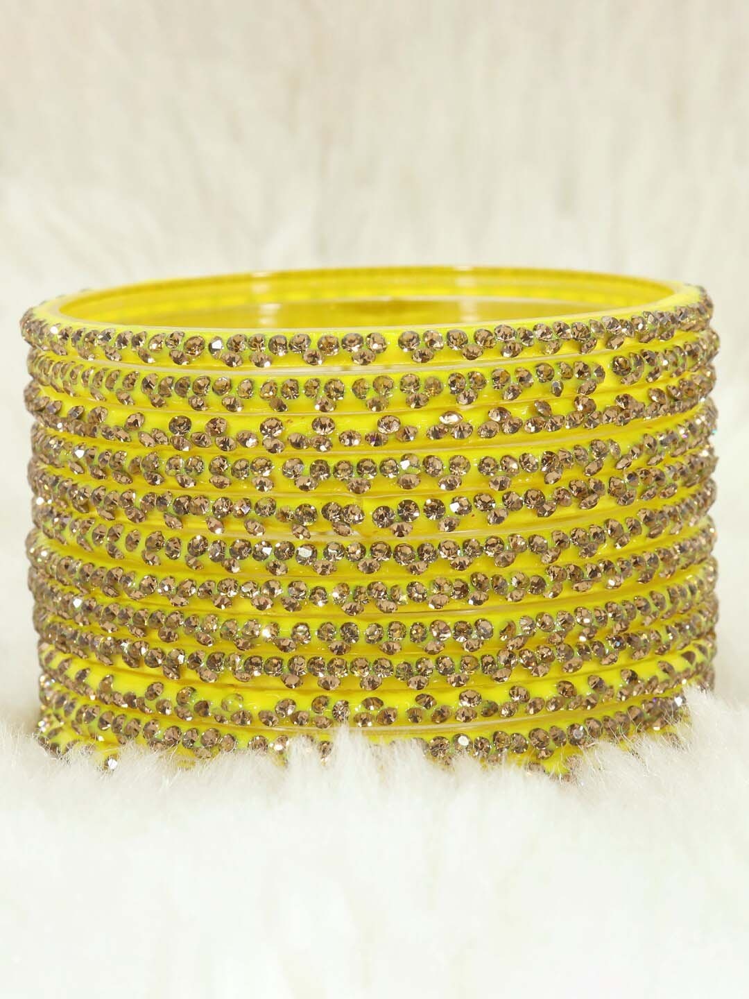 

LAVAZZA Set Of 12 CZ-Studded Bangles, Yellow