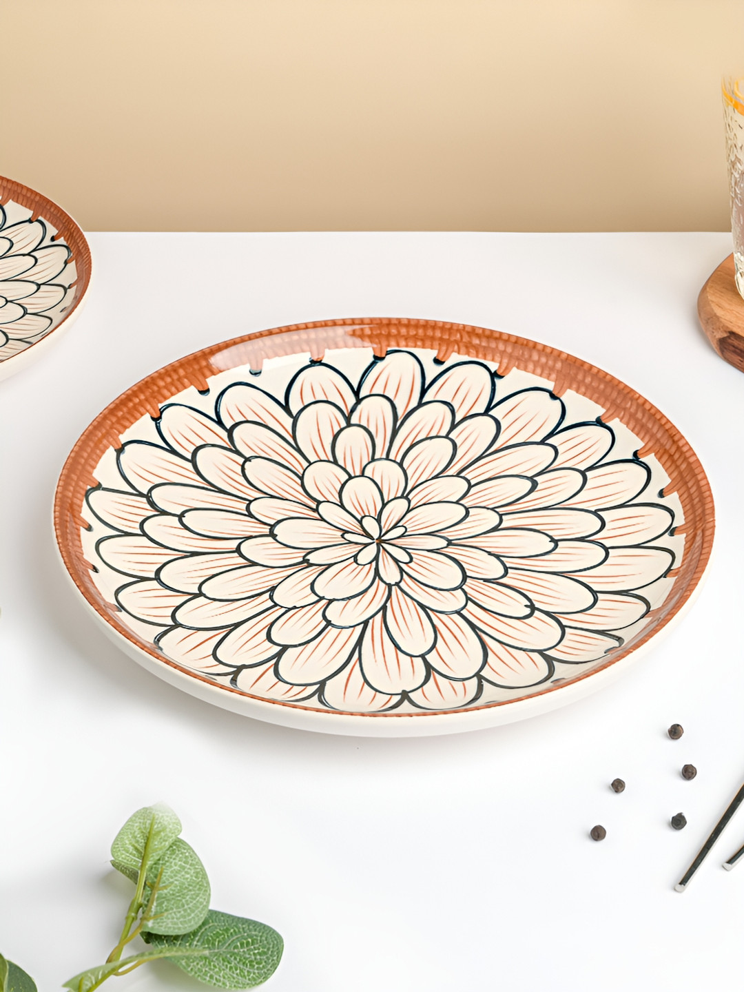 

Nestasia White & Orange Floral Printed Ceramic Glossy Plate