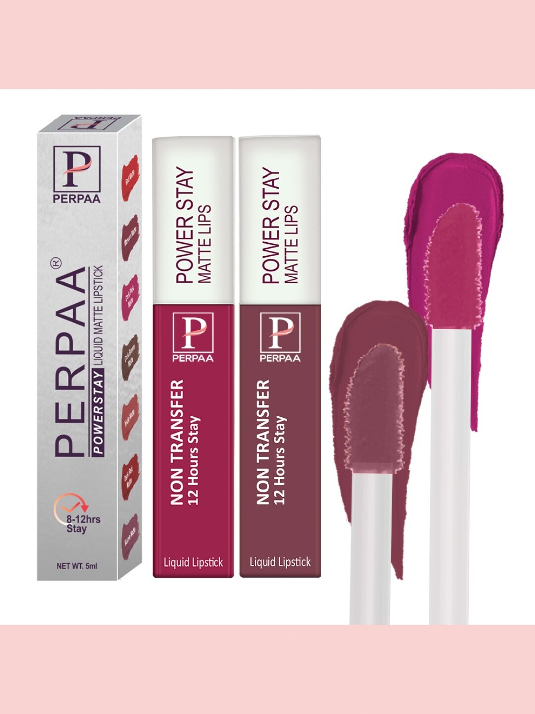 

PERPAA Set of 2 Power Stay Liquid Matte Lipstick - 5ml Each - Pink 10 & Mauve 23