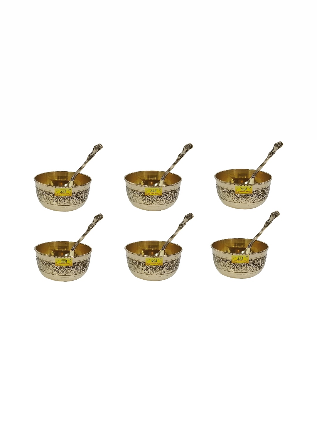 

Shivshakti Arts Yellow 12 Pieces Glossy Bowls With Spoons 150 ml