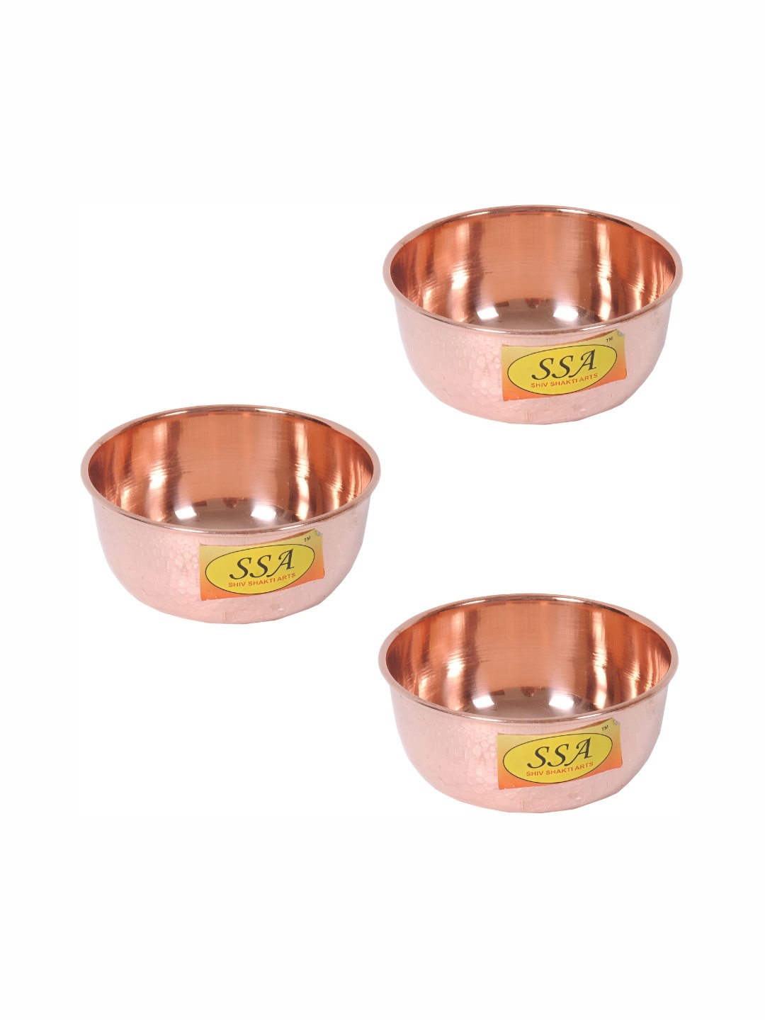 

Shivshakti Arts Brown 3 Pieces Copper Glossy Bowls 50 ml Each