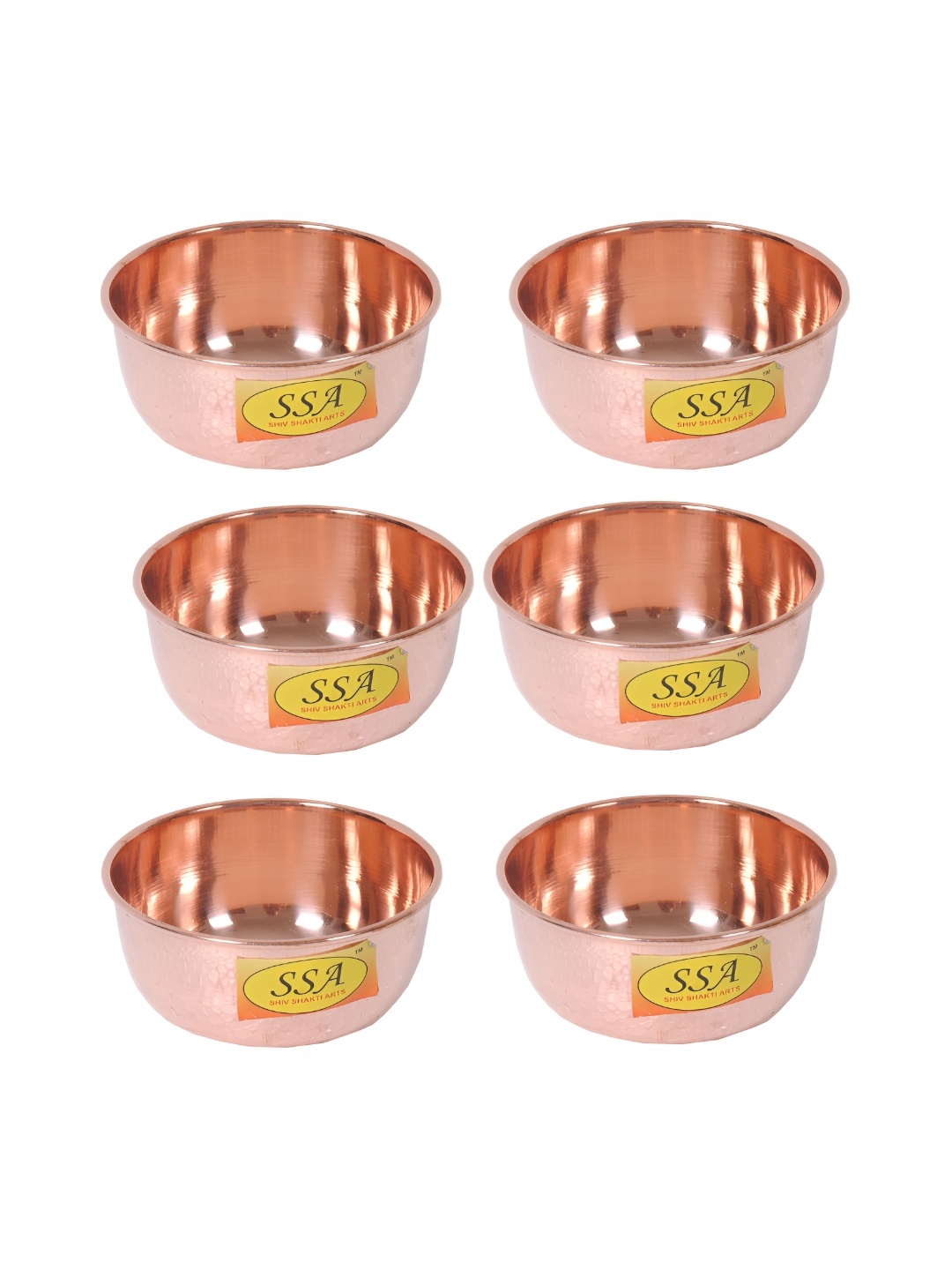 

Shivshakti Arts Brown 6 Pieces Copper Glossy Bowls