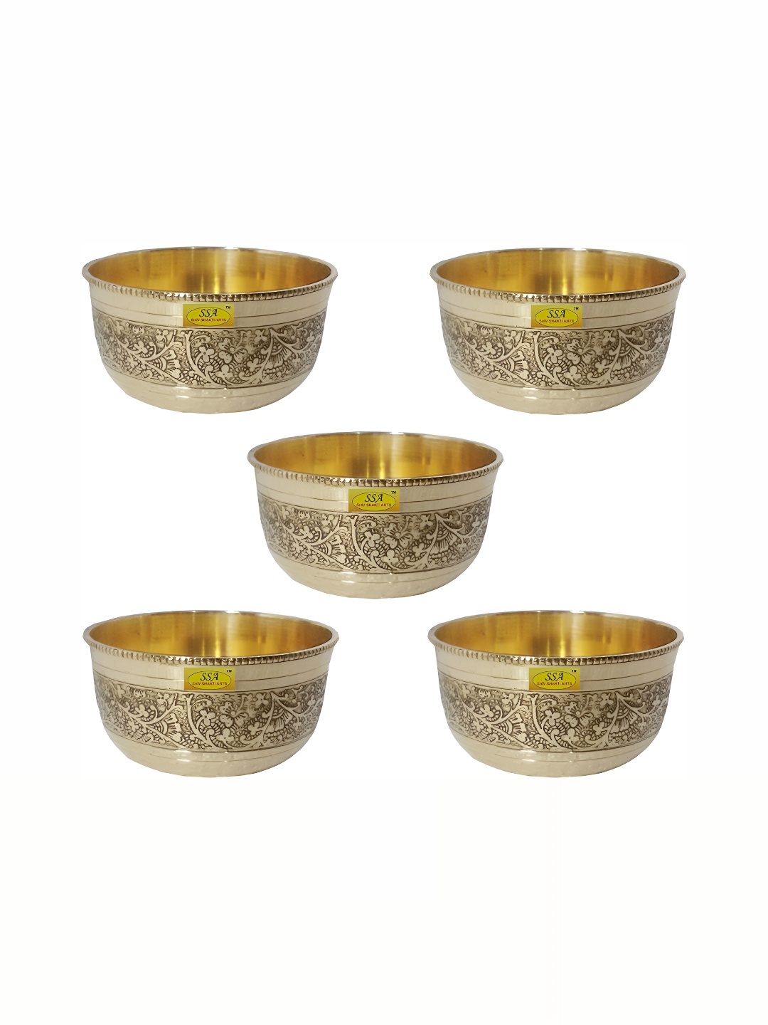 

Shivshakti Arts Yellow 5 Pieces Glossy Bowls