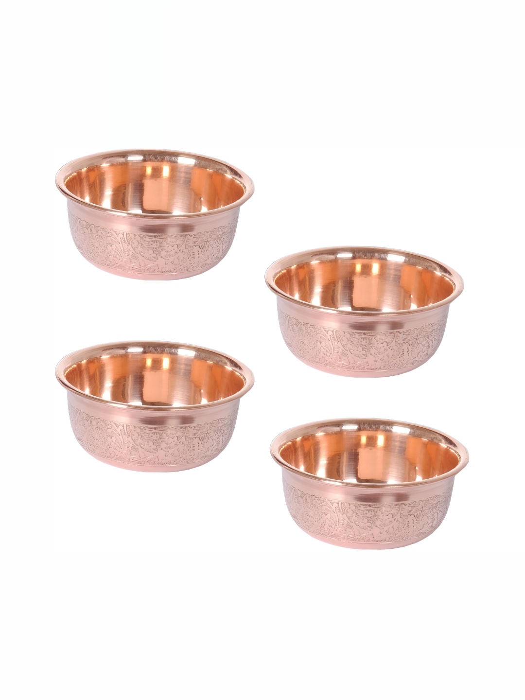

Shivshakti Arts Brown 4 Pieces Copper Glossy Bowls