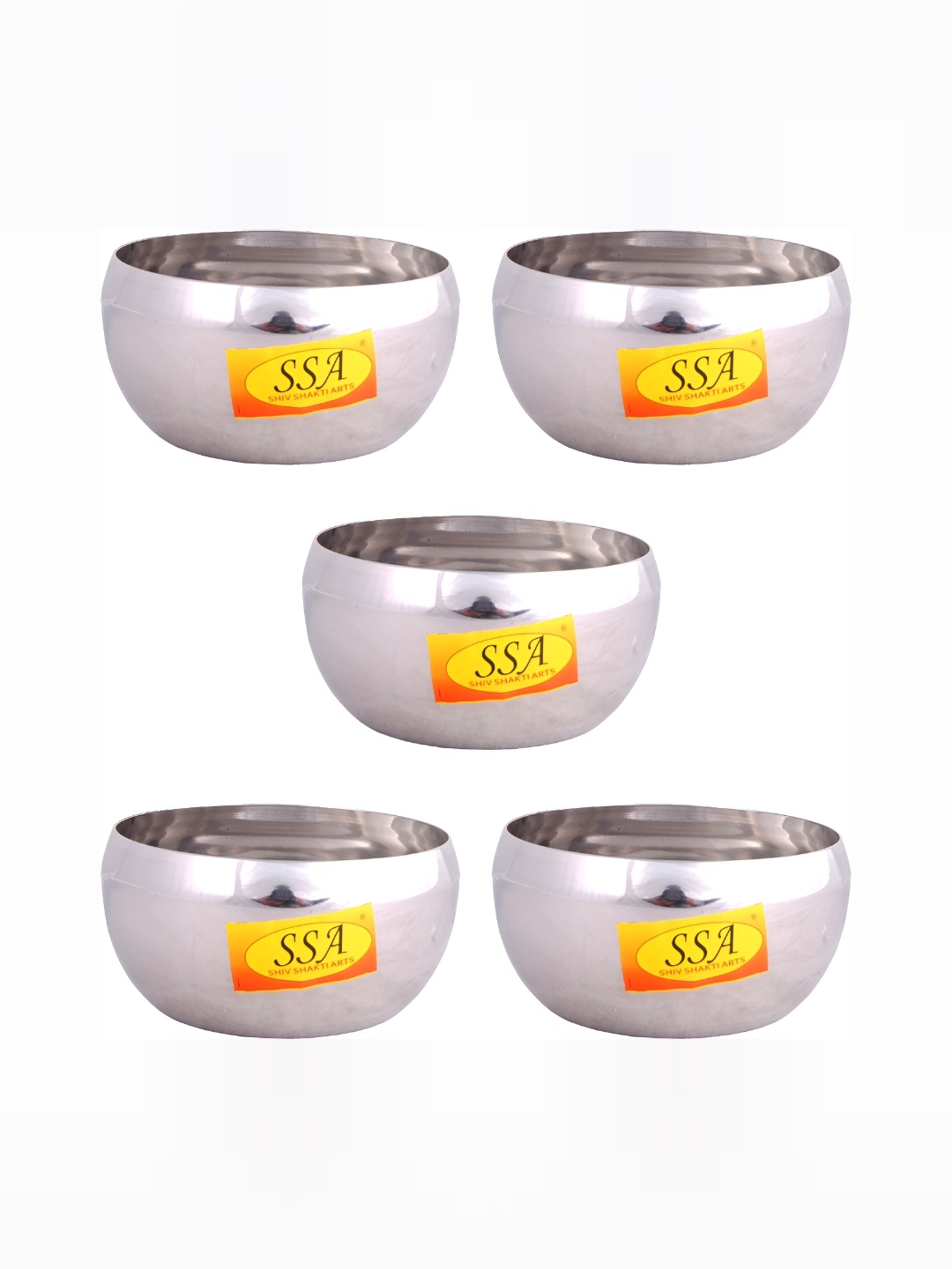 

Shivshakti Arts Silver-Toned 5 Pieces Stainless Steel Glossy Bowls 300 ml