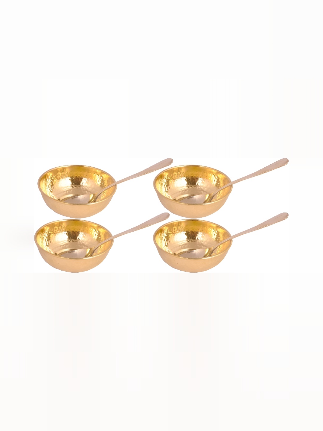 

Shivshakti Arts Yellow 4 Pieces Glossy Brass Serving Bowls 200 ml