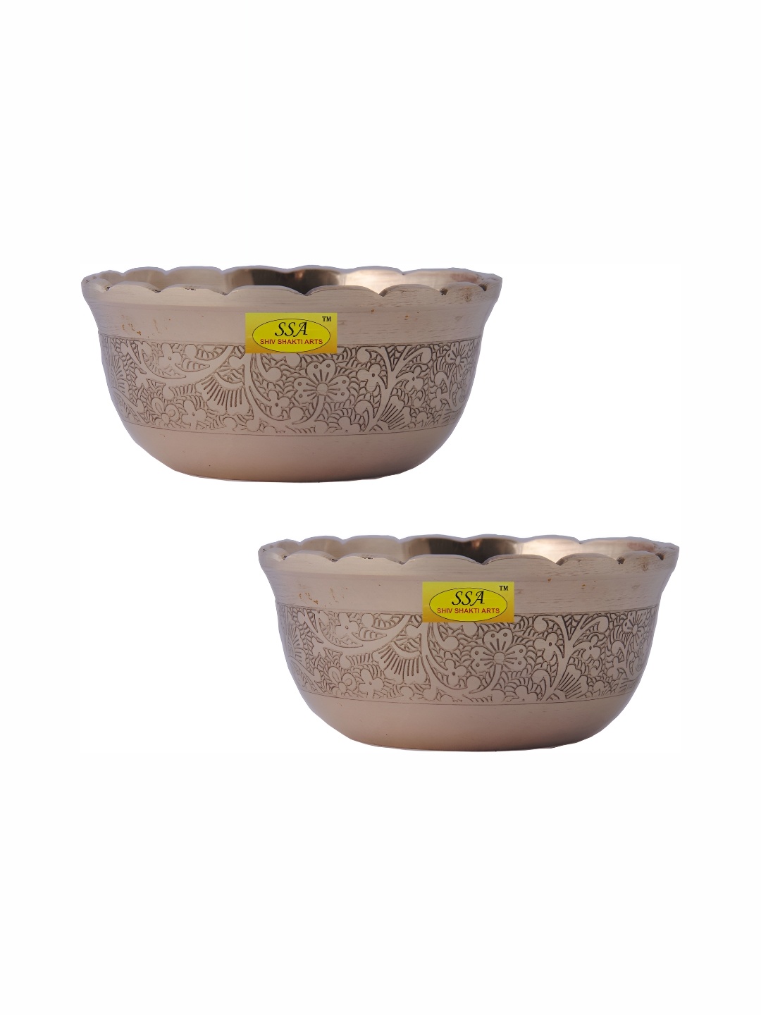 

Shivshakti Arts Yellow 2 Pieces Brass Glossy Bowls 150 ml Each