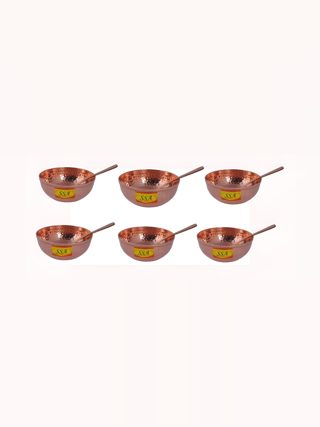 

Shivshakti Arts Brown 12 Pieces Copper Glossy Bowls & Spoons