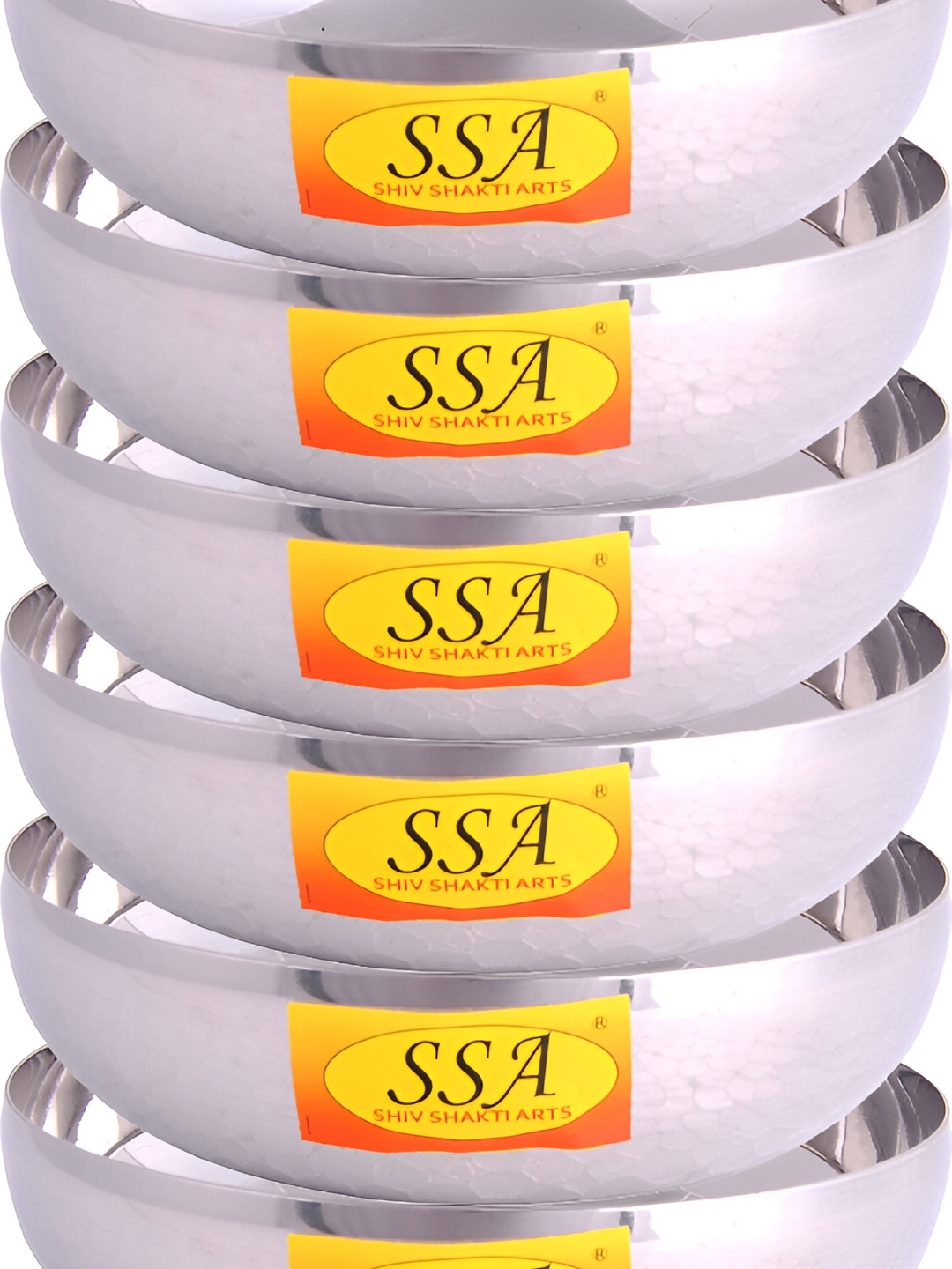 

Shivshakti Arts 6 Pieces Stainless Steel Glossy Bowls 300 ml Each