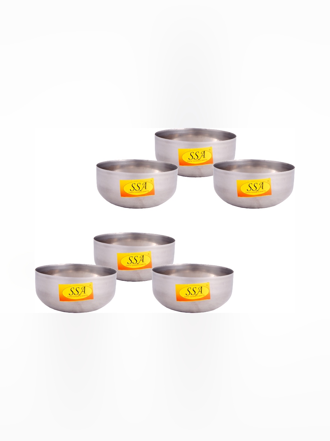 

Shivshakti Arts Silver Toned 6 Pieces Stainless Steel Glossy Bowls 300 ml