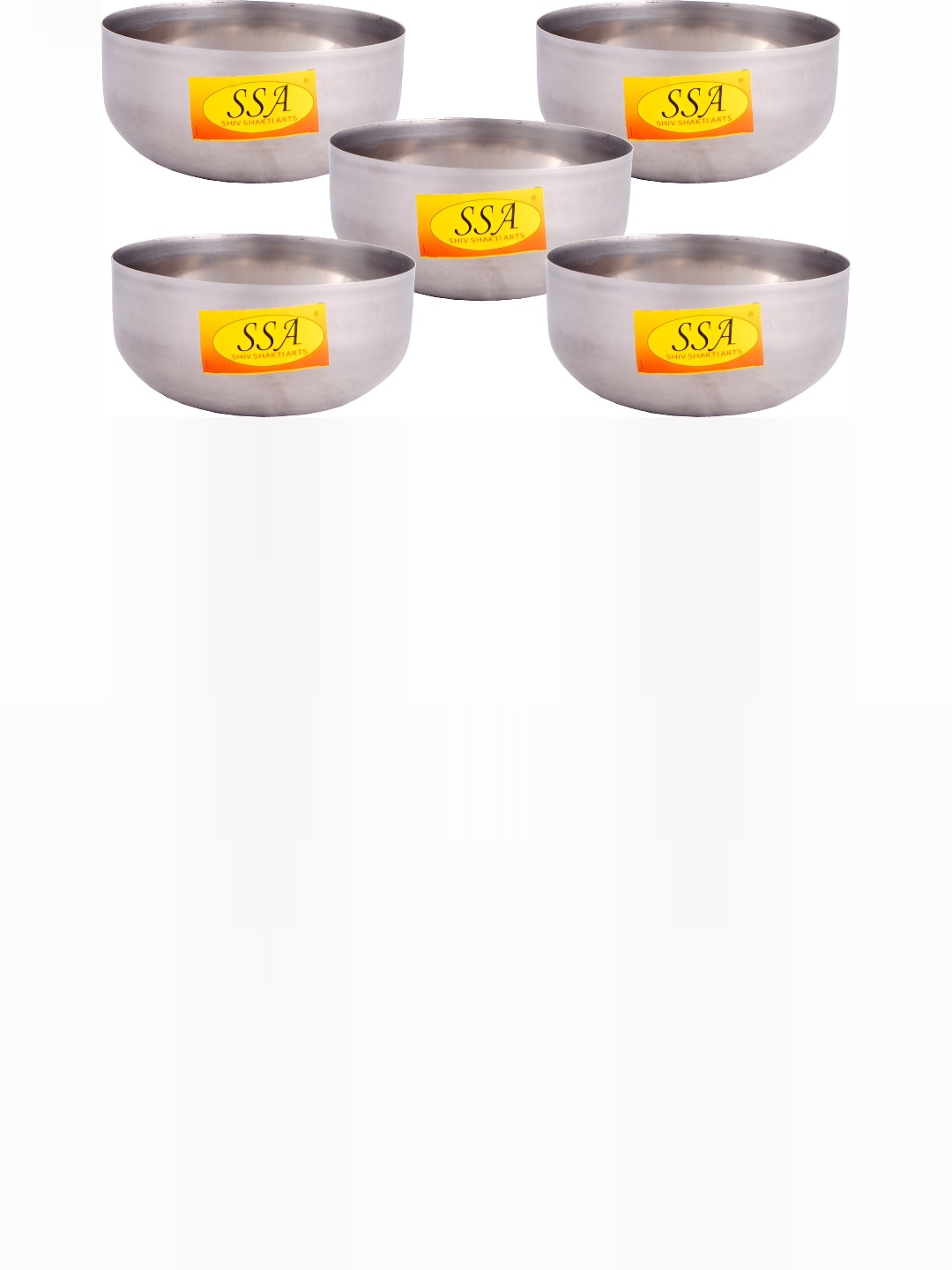 

Shivshakti Arts Silver Toned 5 Pieces Stainless Steel Glossy Bowls 300 ml
