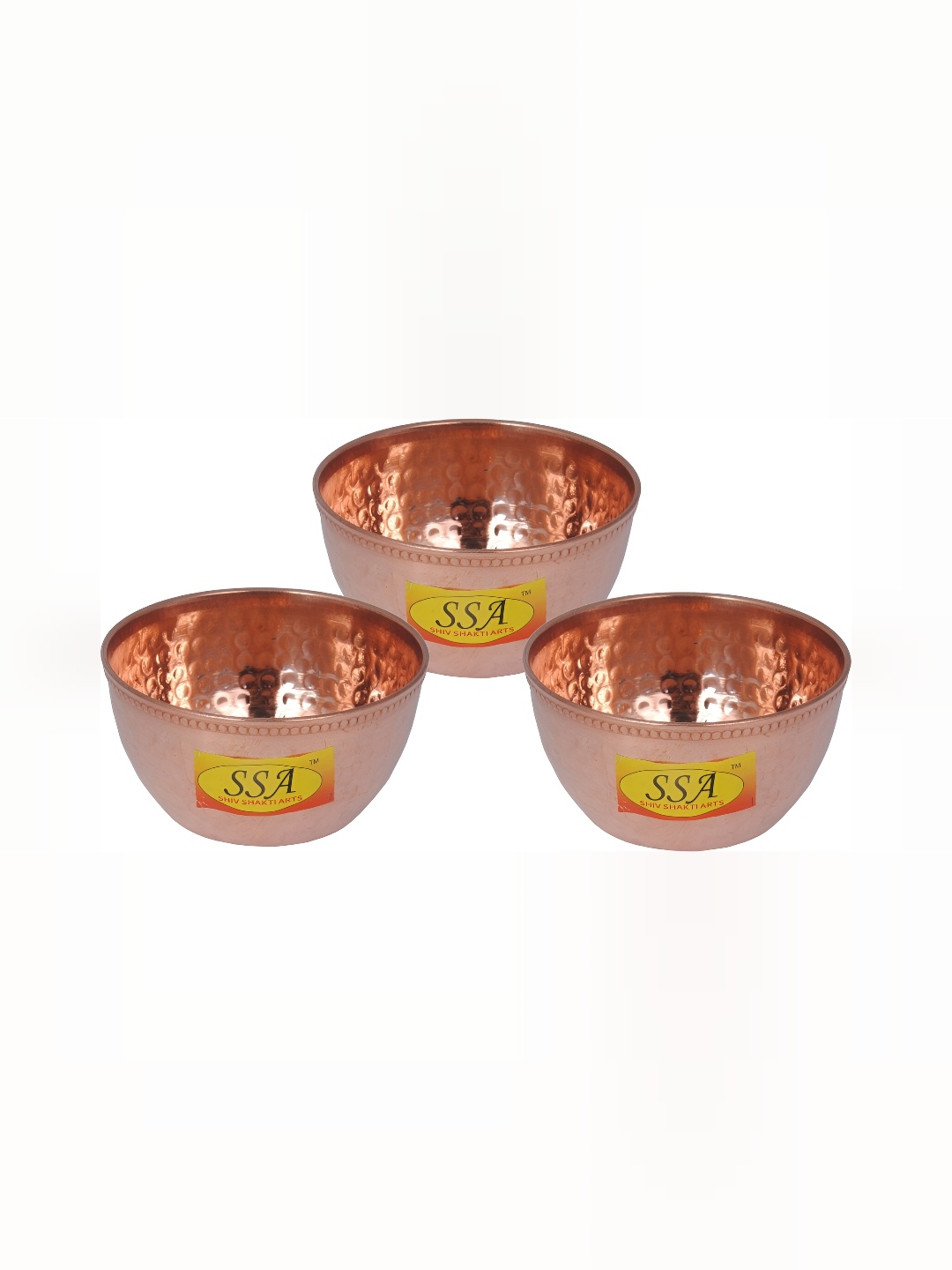 

Shivshakti Arts 3 Pieces Copper Glossy Bowls 150 ml Each