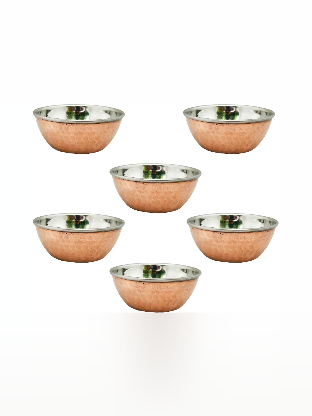 

Shivshakti Arts Brown 6 Pieces Copper Glossy Bowls 400 ml