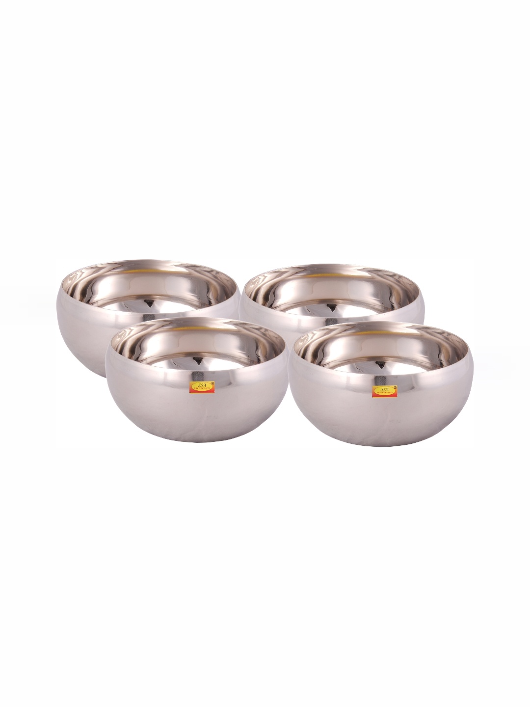 

Shivshakti Arts 4 Pieces Stainless Steel Glossy Bowls 200 ml Each, Silver