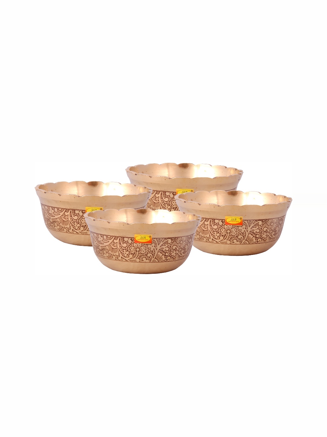 

Shivshakti Arts Yellow 4 Pieces Brass Glossy Bowls 180 ml