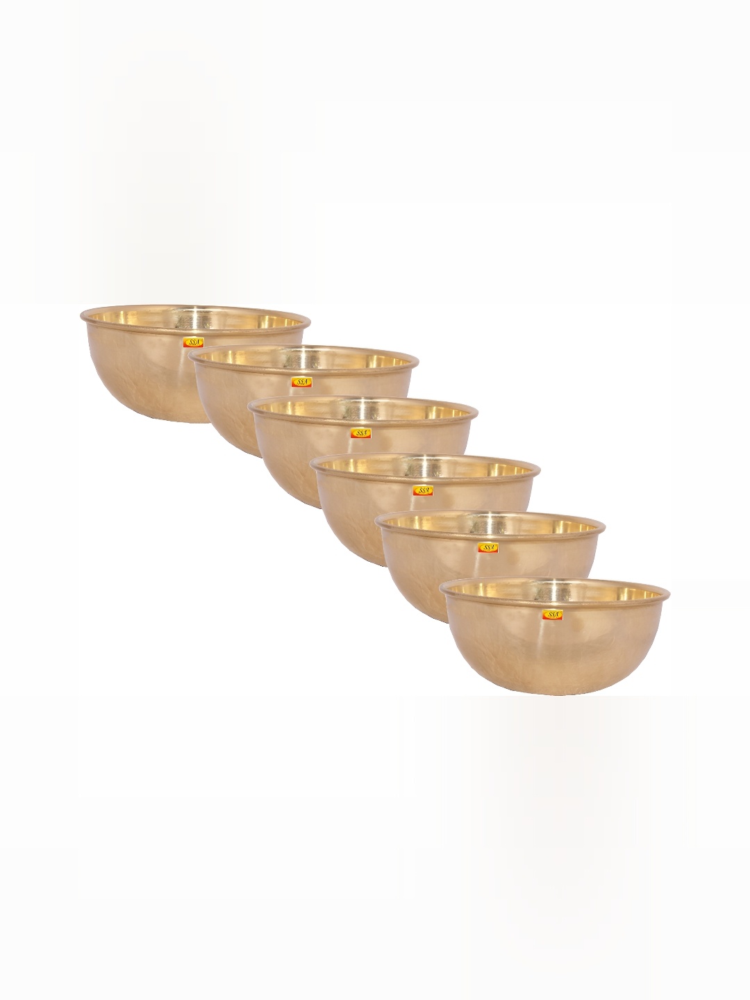 

Shivshakti Arts Gold-Toned 6 Pieces Brass Glossy Dishwasher Safe Bowls 500 ml