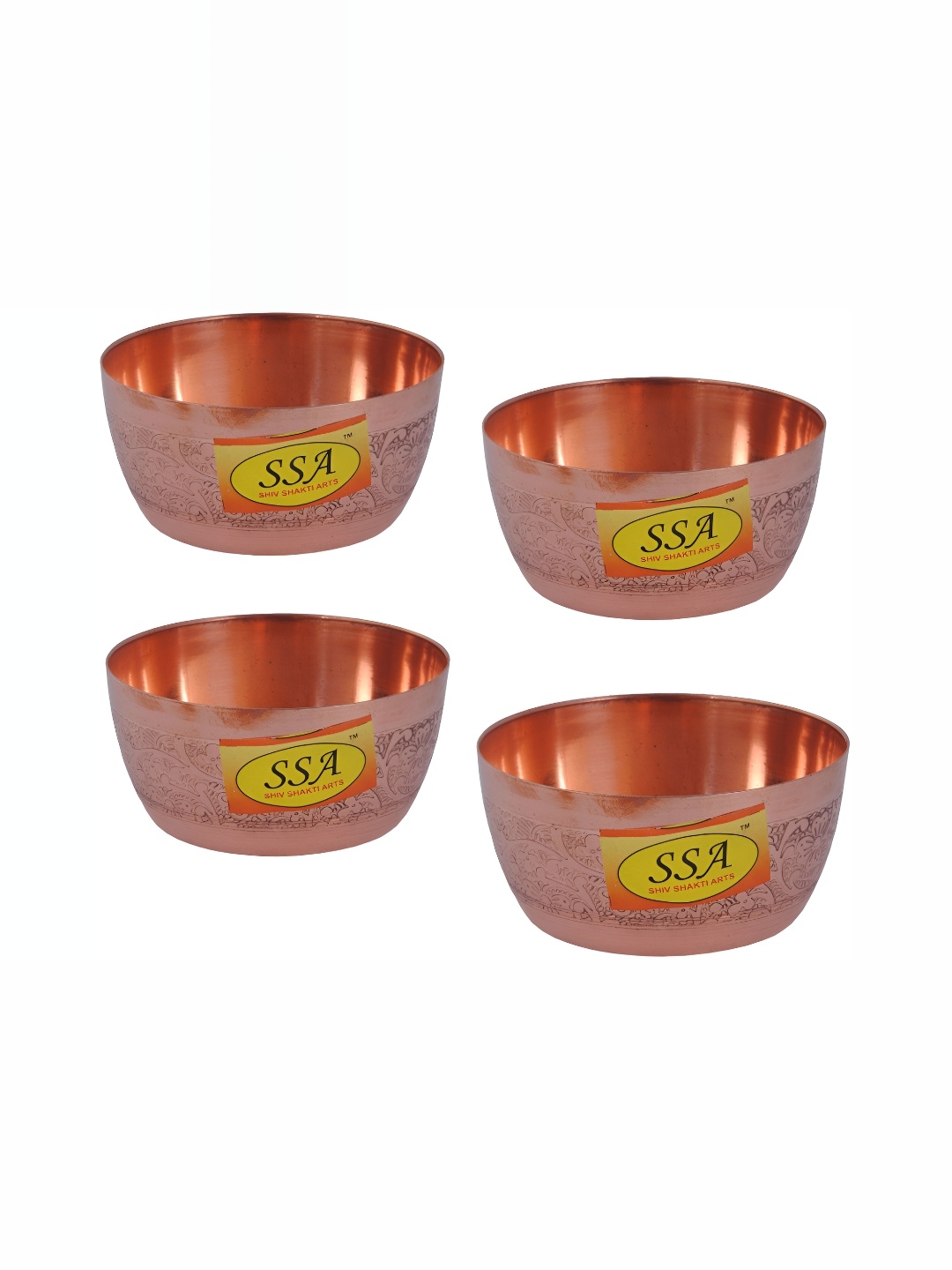 

Shivshakti Arts Brown 4 Pieces Pure Copper Glossy Bowls