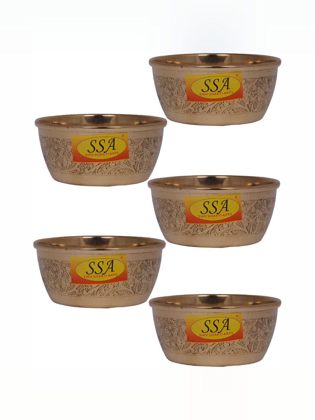 

Shivshakti Arts Gold Toned 5 Pieces Textured Glossy Bowls