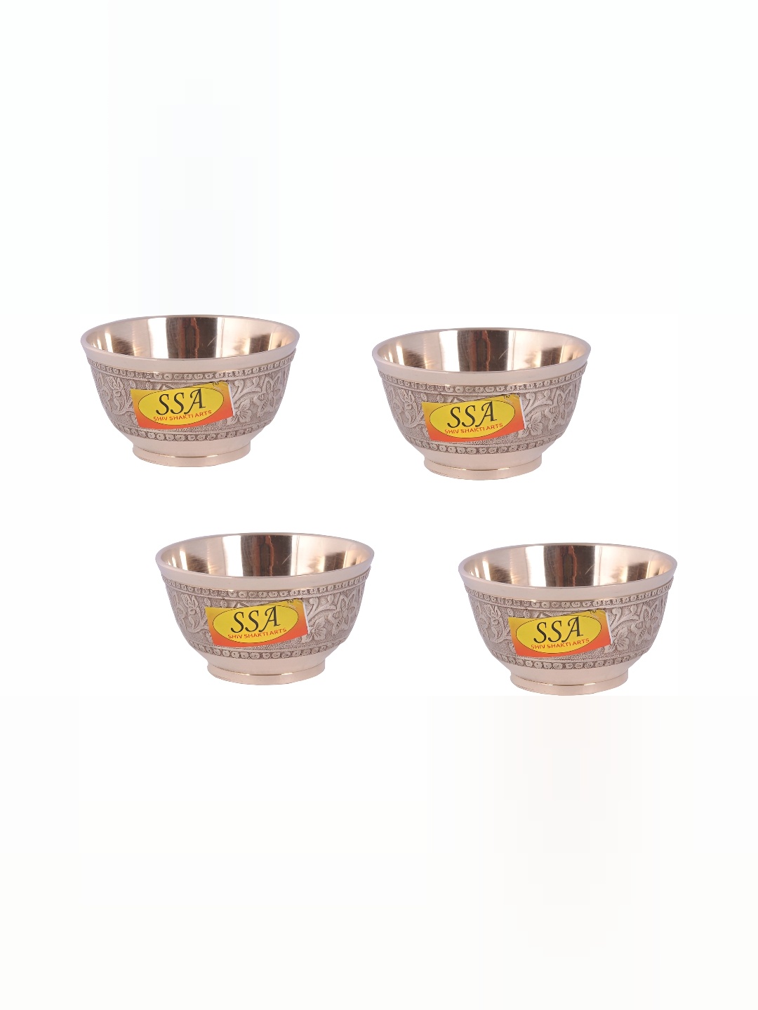 

Shivshakti Arts Yellow 4 Pieces Brass Glossy Bowls