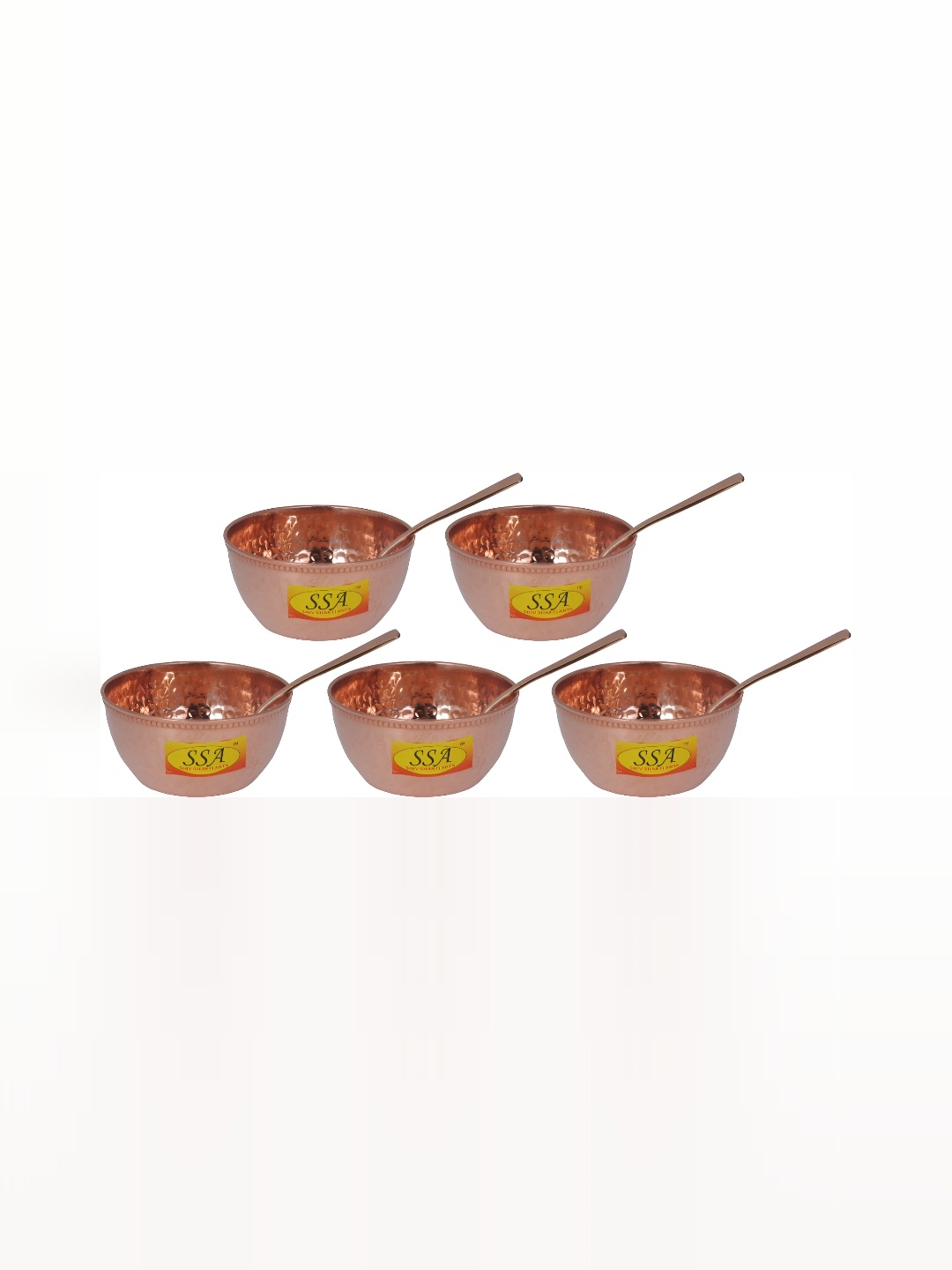 

Shivshakti Arts Brown 10 Pieces Copper Glossy Bowls & Spoon 150 ml