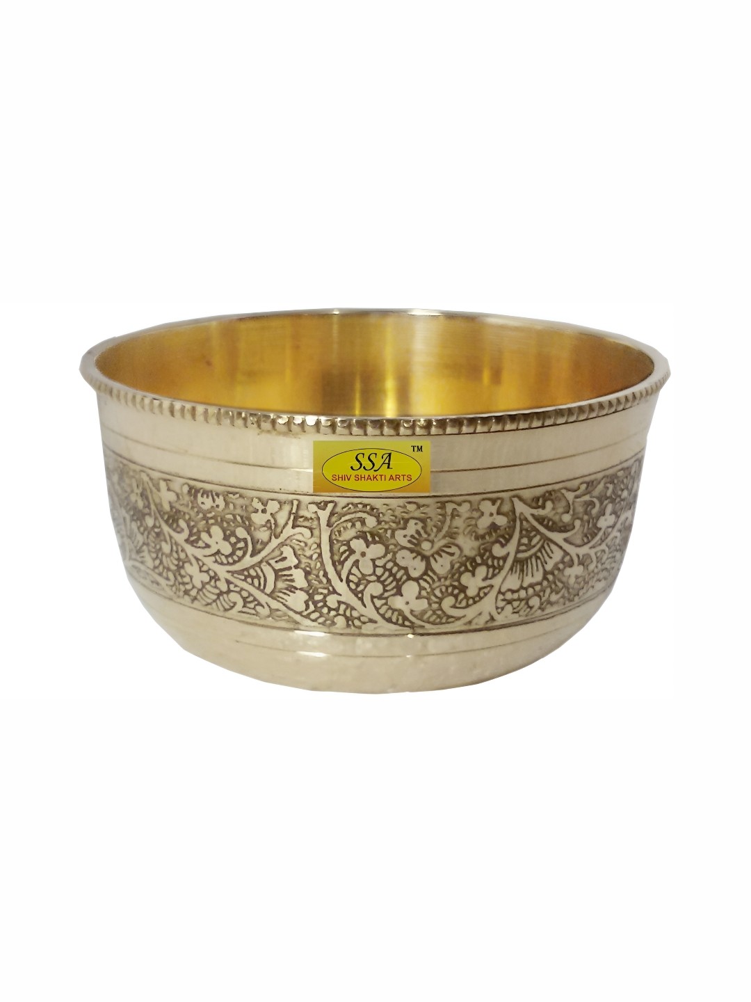 

Shivshakti Arts Gold-Toned Floral Textured Brass Glossy Bowl