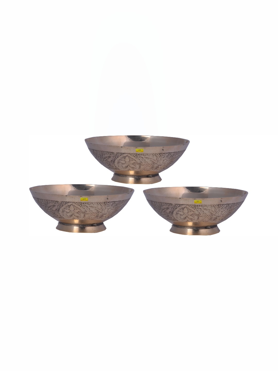 

Shivshakti Arts Yellow 3 Pieces Brass Glossy Bowls