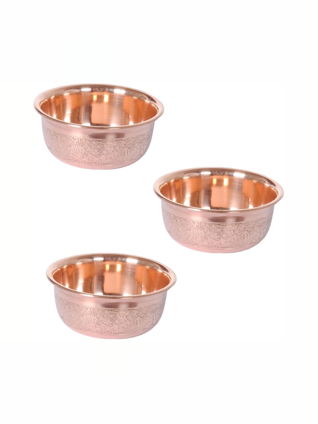 

Shivshakti Arts Brown 3 Pieces Copper Glossy Bowls