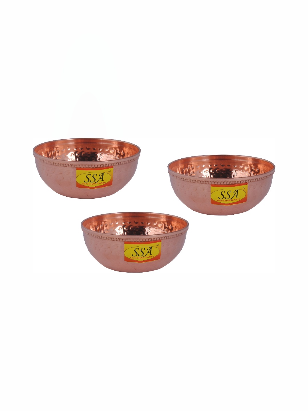 

Shivshakti Arts Brown 3 Pieces Copper Glossy Bowls