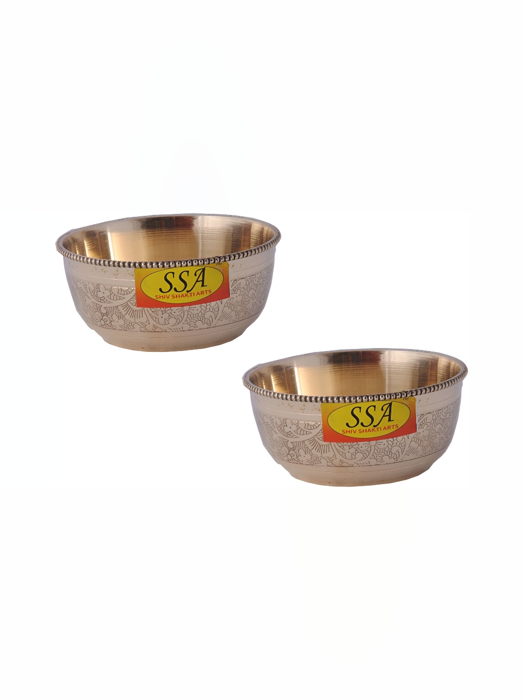 

Shivshakti Arts Yellow 2 Pieces Brass Glossy Bowls 150 ml