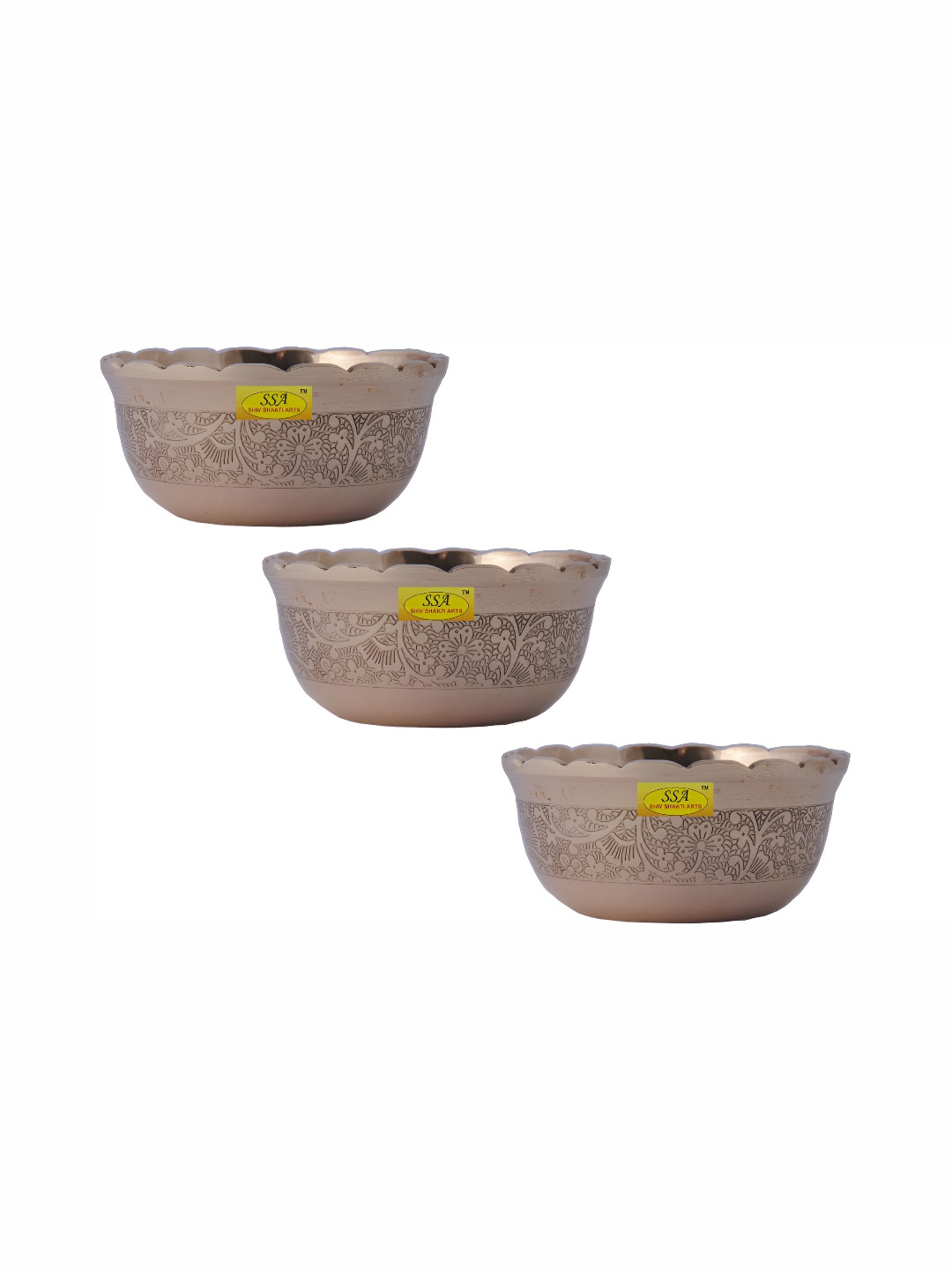 

Shivshakti Arts Yellow 3 Pieces Glossy Bowls 150 ml