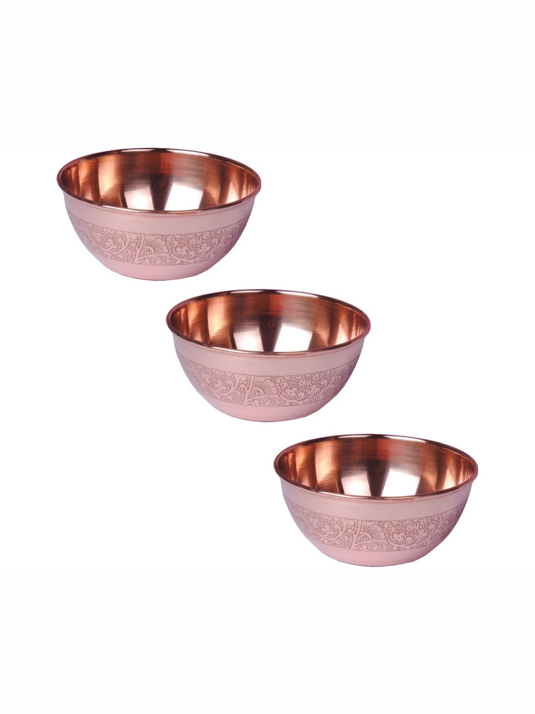 

Shivshakti Arts Brown 3 Pieces Copper Glossy Bowls 150ml Each