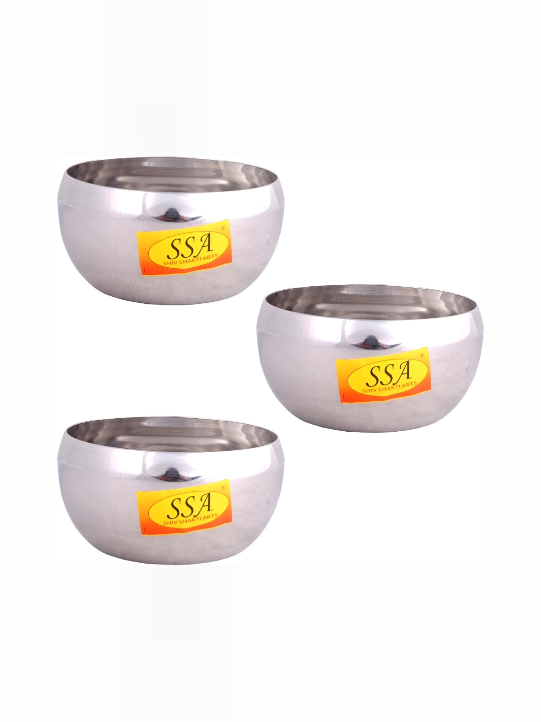 

Shivshakti Arts Silver Toned 3 Pieces Stainless Steel Glossy Bowls 300 ml Each