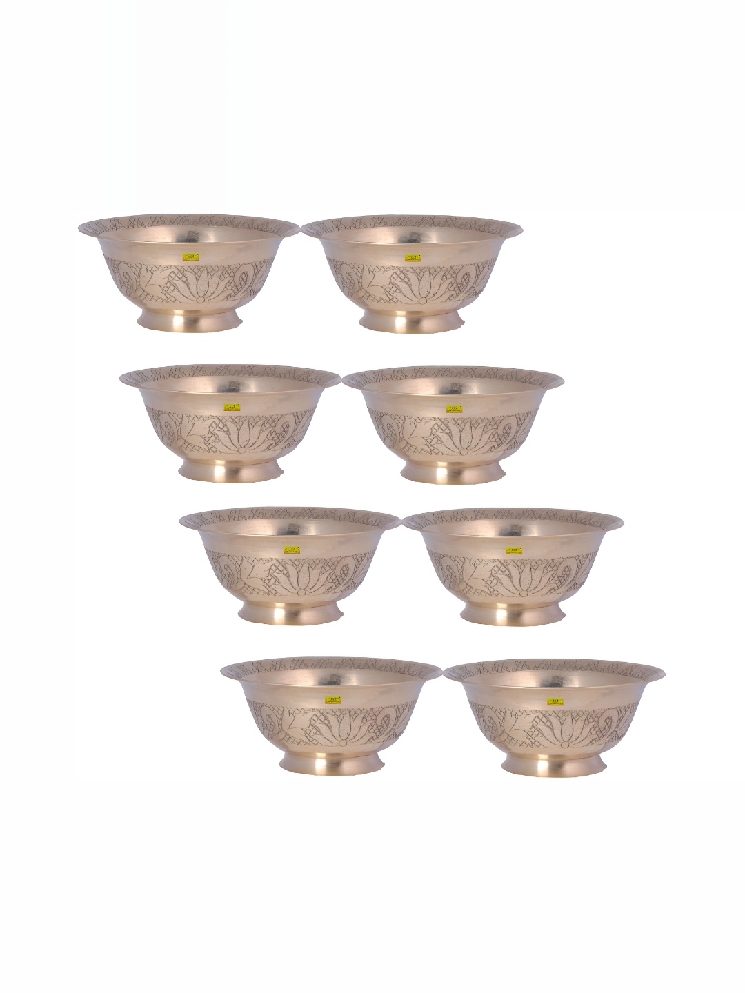 

Shivshakti Arts Yellow 8 Pieces Textured Brass Bowls 150 ml Each