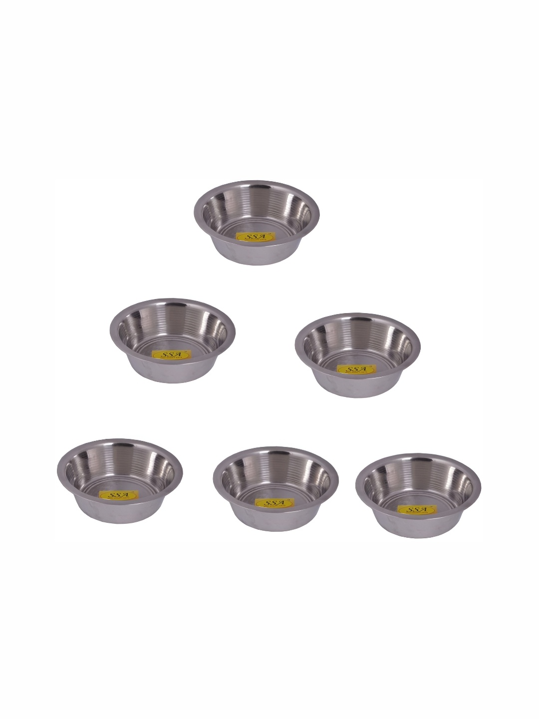 

Shivshakti Arts Silver-Toned 6 Pieces Stainless Steel Glossy Bowls 700 ml