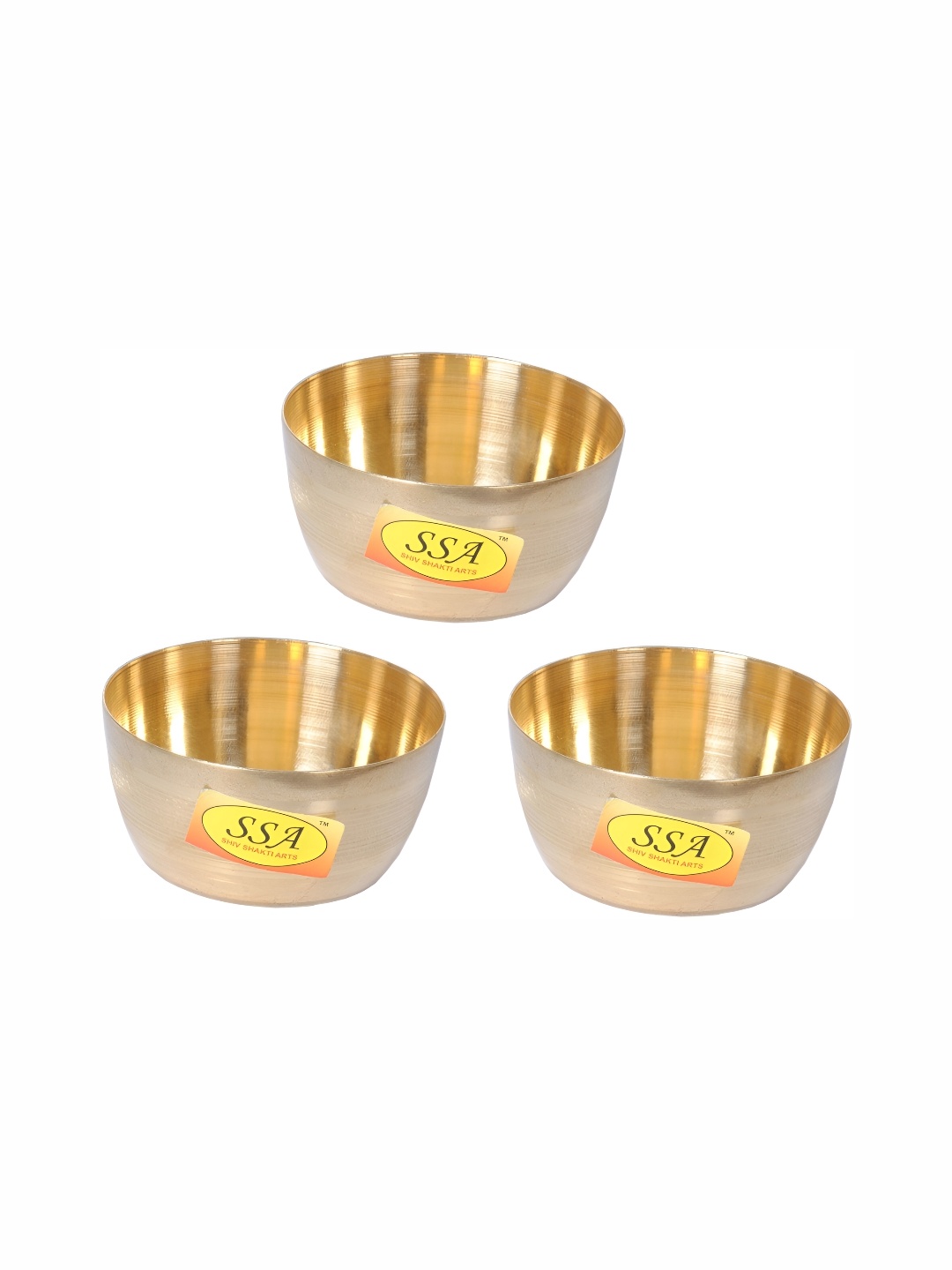 

Shivshakti Arts Yellow 3 Pieces Hammered Brass Glossy Bowls 150 ml