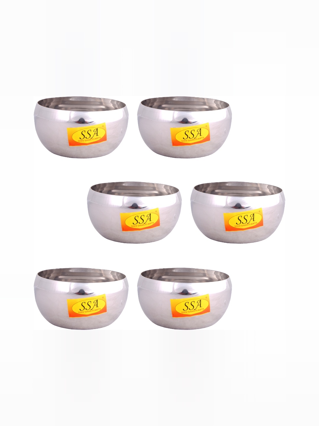 

Shivshakti Arts Silver-Toned 6 Pieces Stainless Steel Glossy Bowls 300 ml