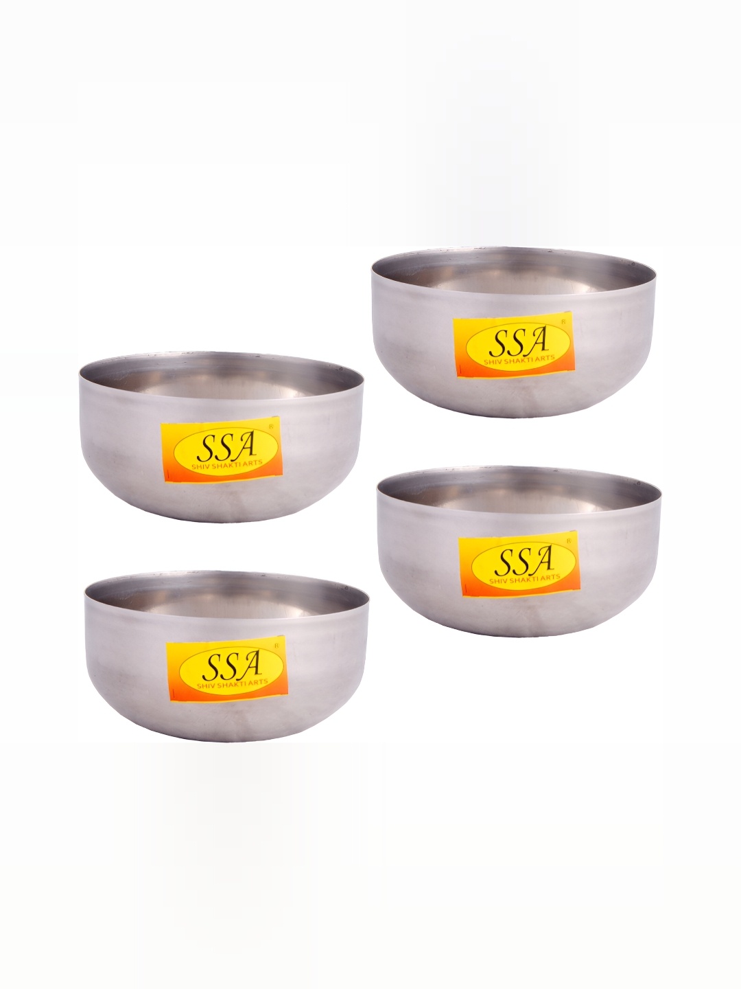 

Shivshakti Arts 4 Pieces Stainless Steel Glossy Bowls 300 ml Each, Silver
