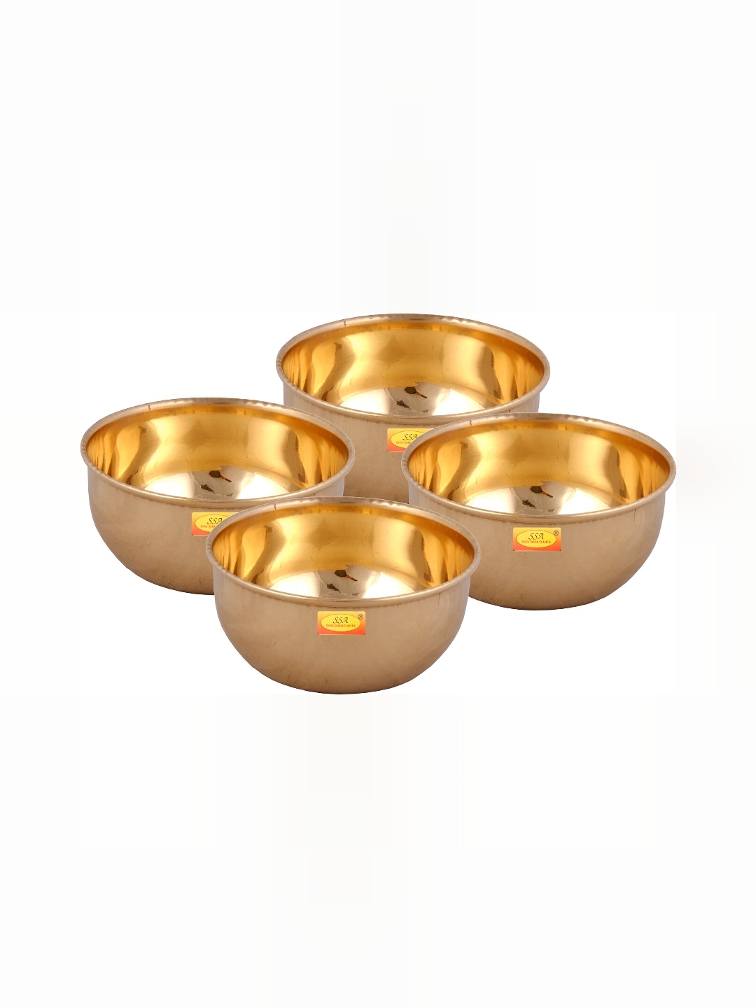 

Shivshakti Arts Yellow 4 Pieces Brass Glossy Bowls 120 ml Each