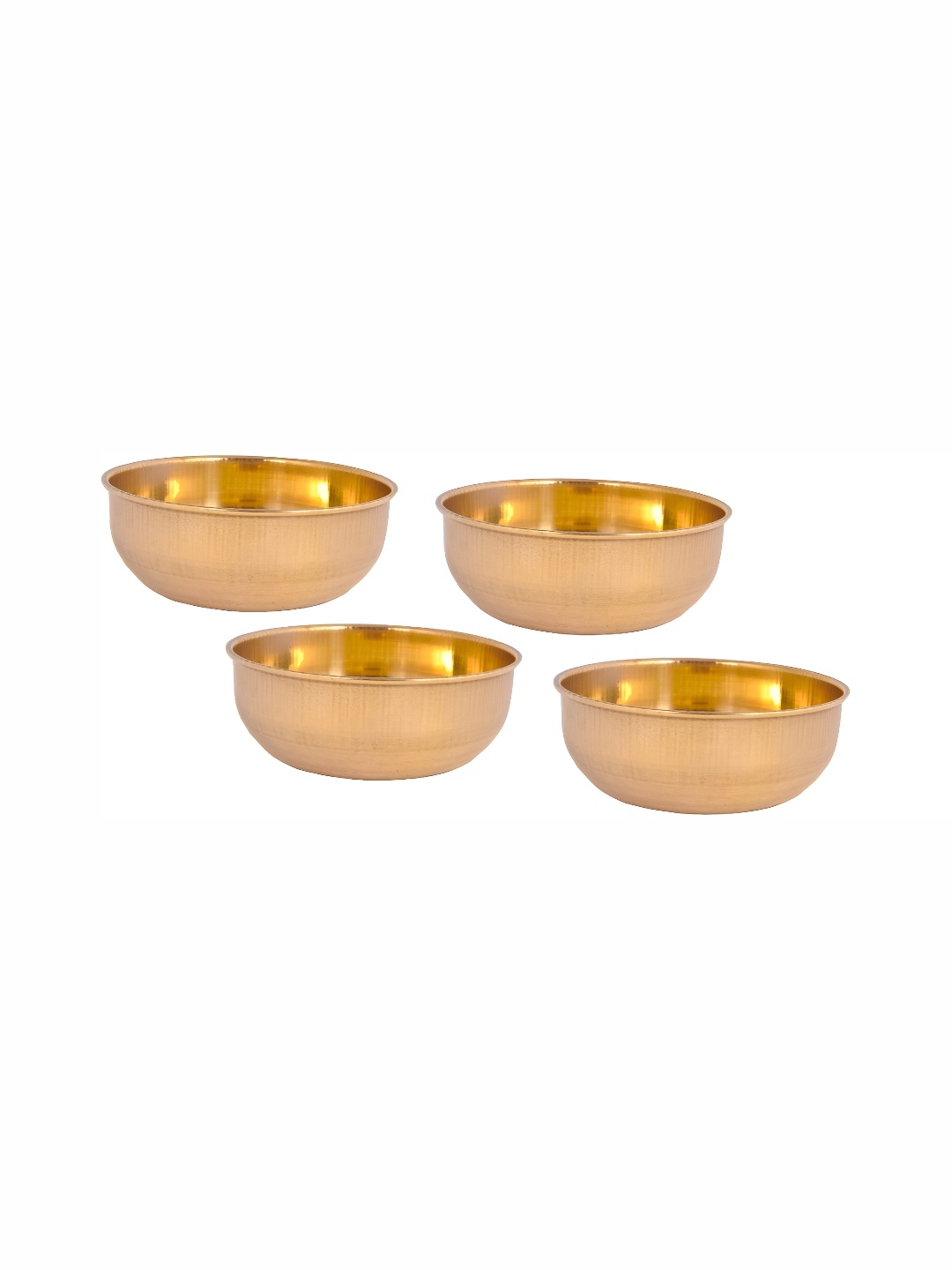 

Shivshakti Arts Yellow 4 Pieces Glossy Brass Serving Bowls 550 ml