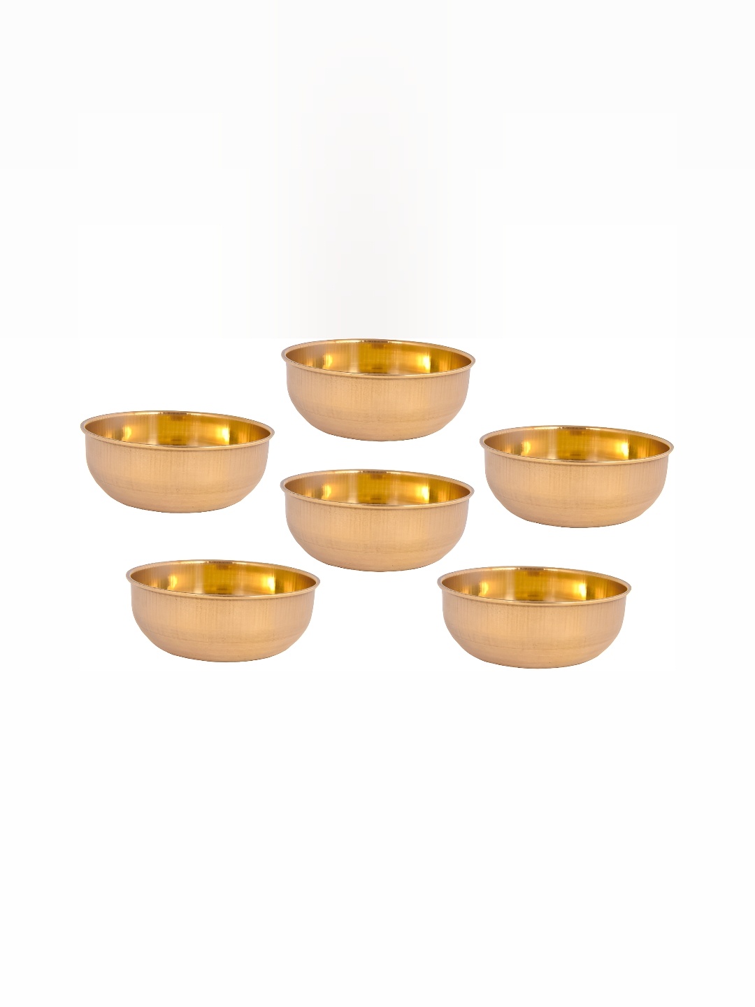 

Shivshakti Arts Yellow 6 Pieces Glossy Brass Bowls 550 ml