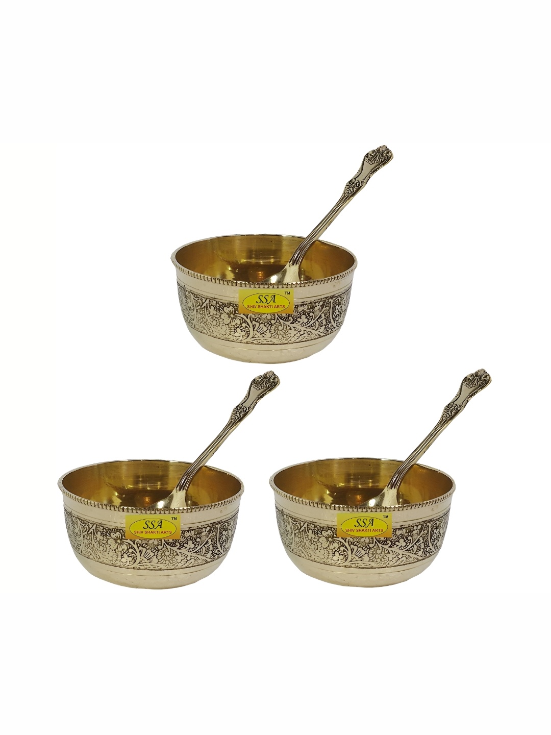 

Shivshakti Arts Yellow 6 Pieces Glossy Bowls With Spoons