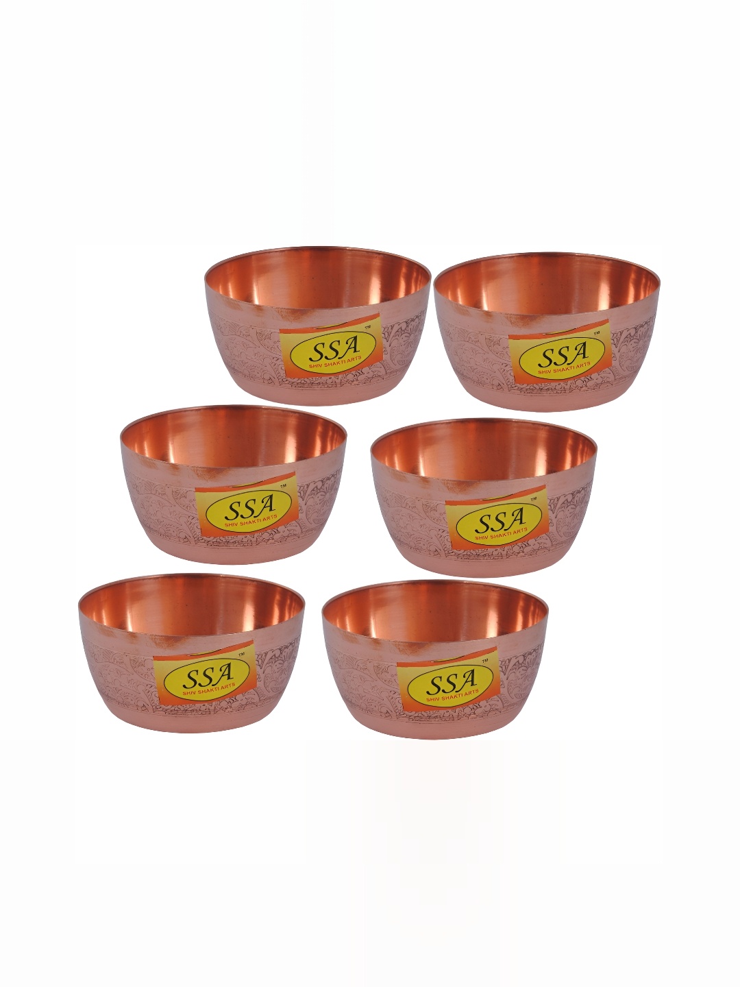 

Shivshakti Arts 6 Pieces Pure Copper Glossy Bowls