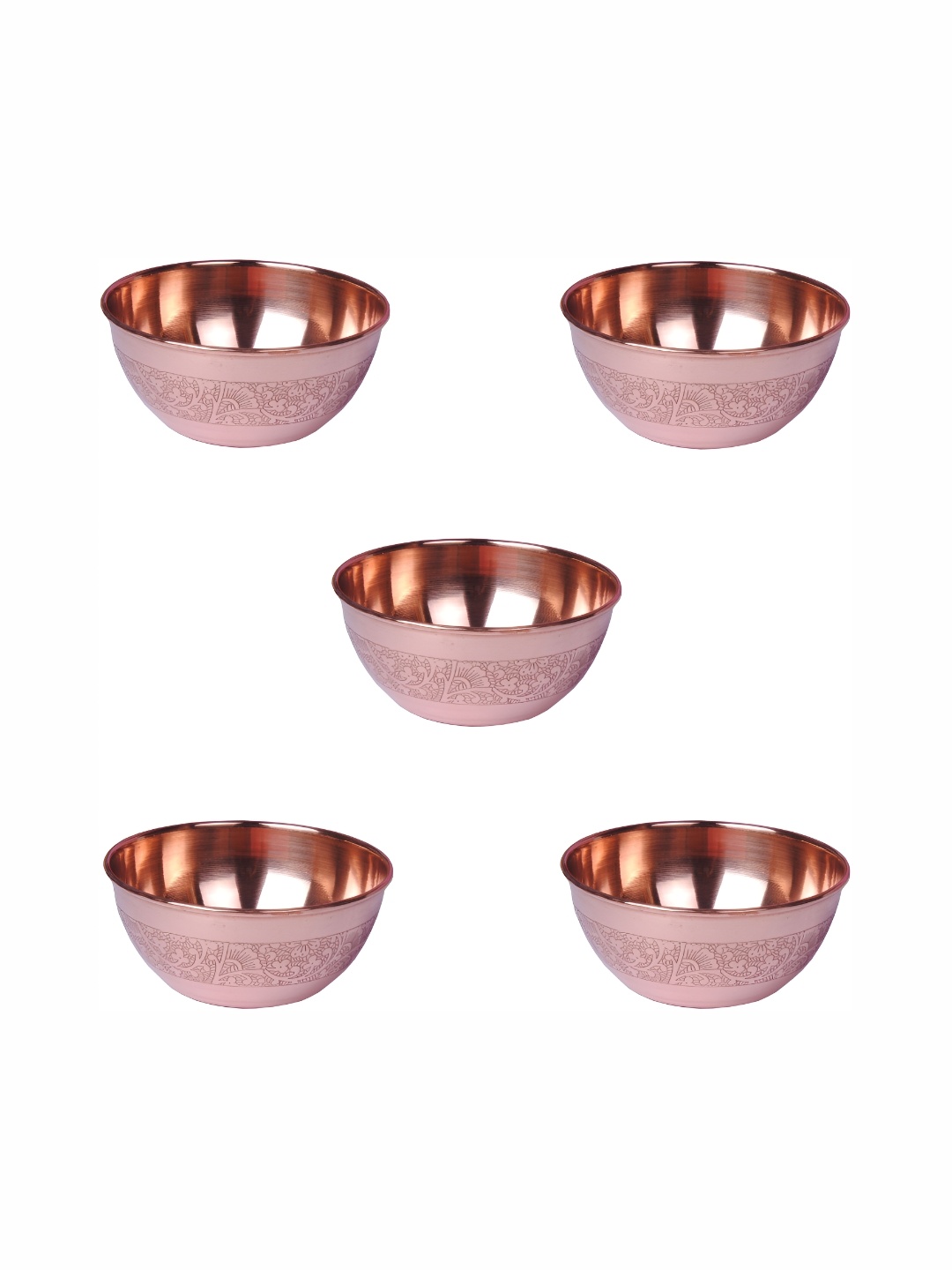 

Shivshakti Arts Brown 5 Pieces Copper Glossy Bowls 150 ml Each