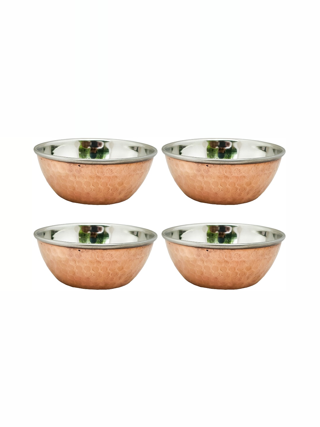 

Shivshakti Arts Brown 4 Pieces Copper Glossy Dishwasher Safe Bowls 400 ml