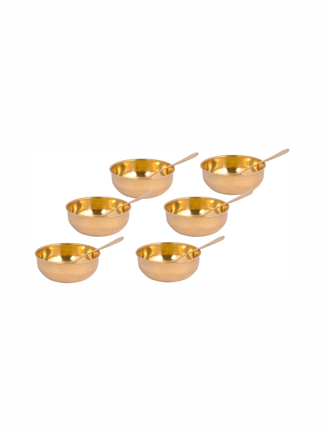 

Shivshakti Arts Yellow 12 Pieces Brass Glossy Bowls Set 550 ml