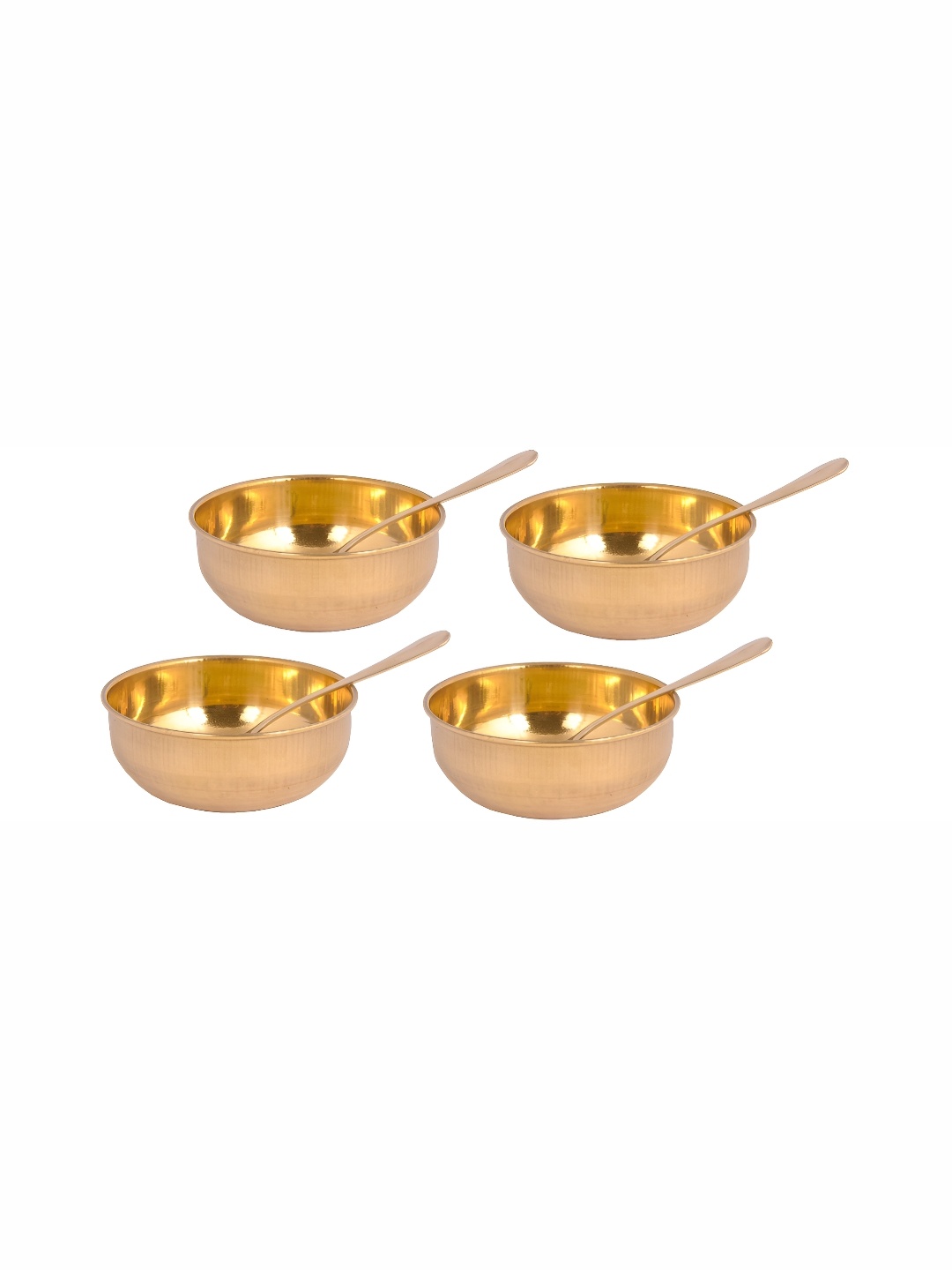 

Shivshakti Arts Yellow 8 Pieces Brass Glossy Dishwasher Safe Bowls 550 ml
