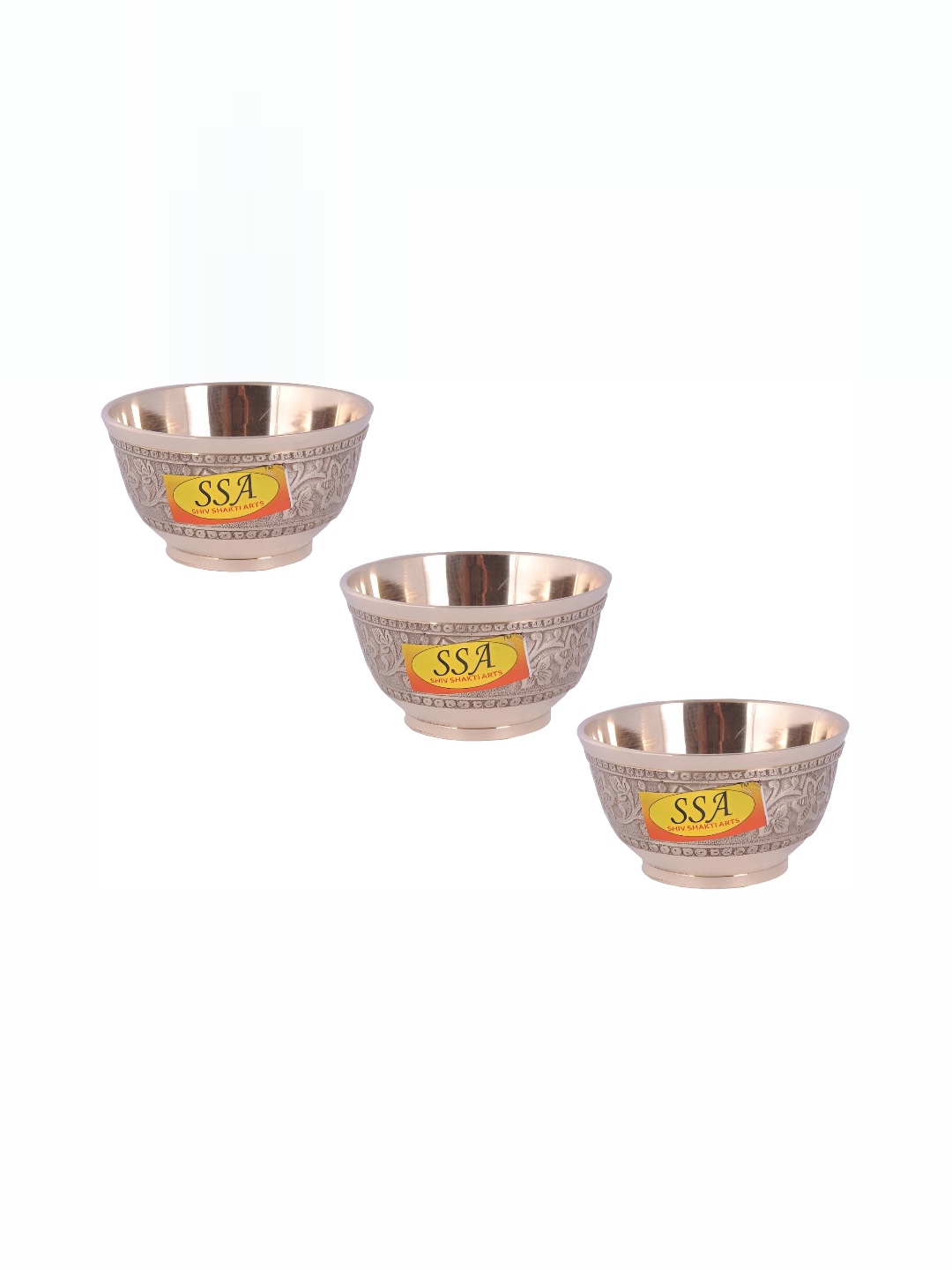 

Shivshakti Arts Gold Toned 3 Pieces Textured Glossy Bowls