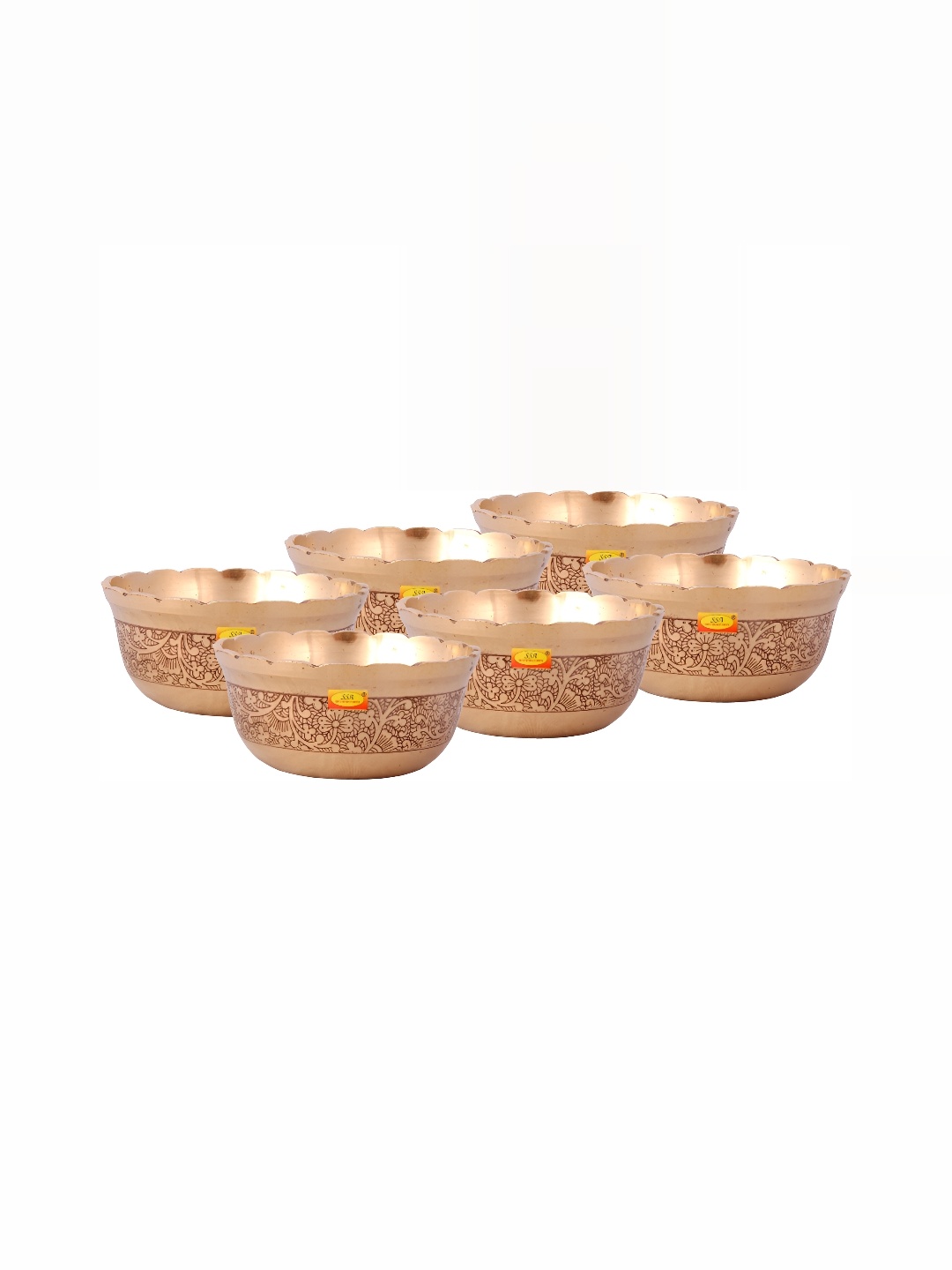 

Shivshakti Arts Yellow 6 Pieces Brass Glossy Bowls