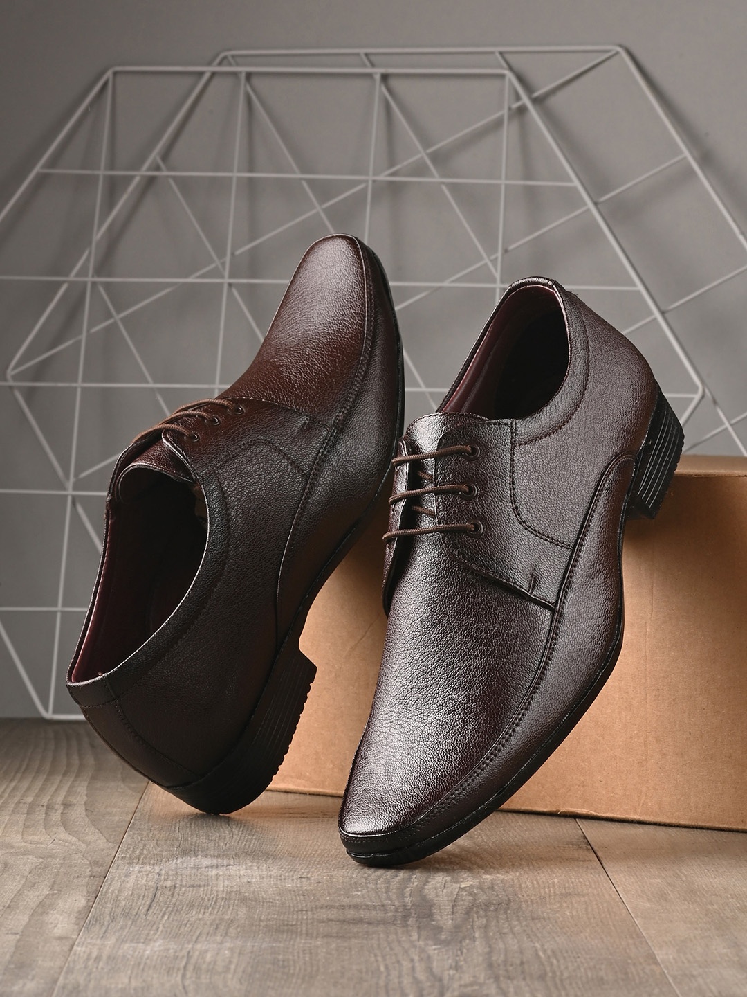 

BUCIK Men Round Toe Lightweight Formal Derbys, Brown