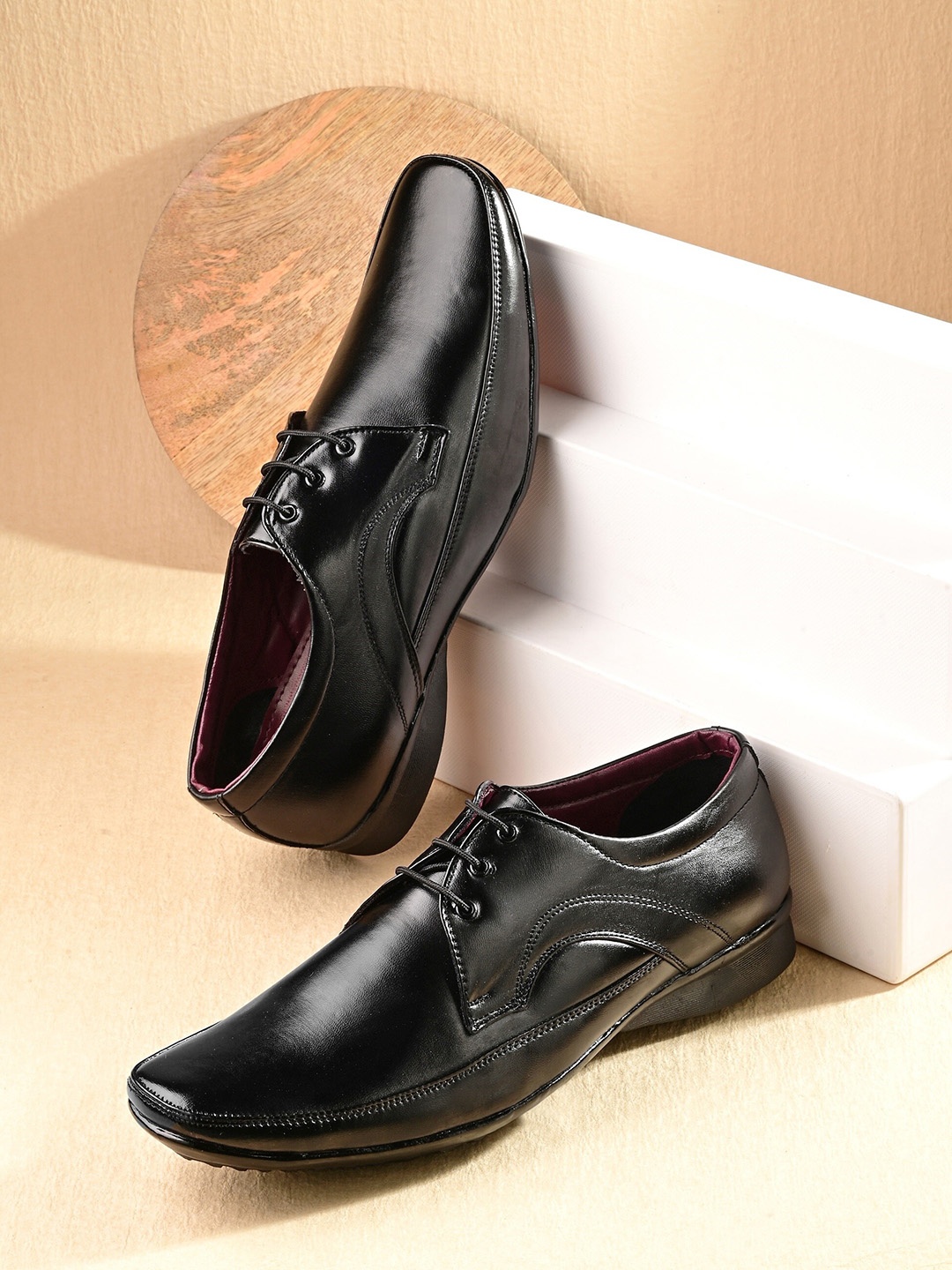 

BUCIK Men Square Toe Lightweight Formal Derbys, Black